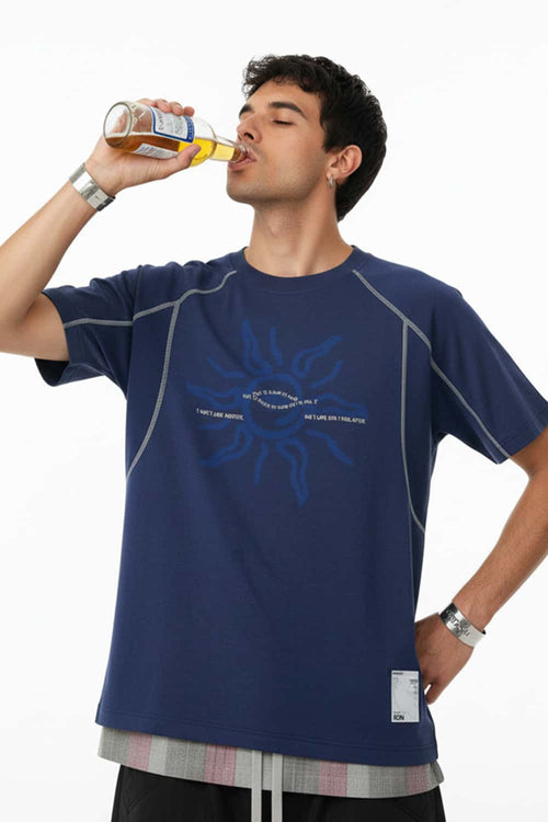 Contrast Raglan Graphic Street Tee - Blue