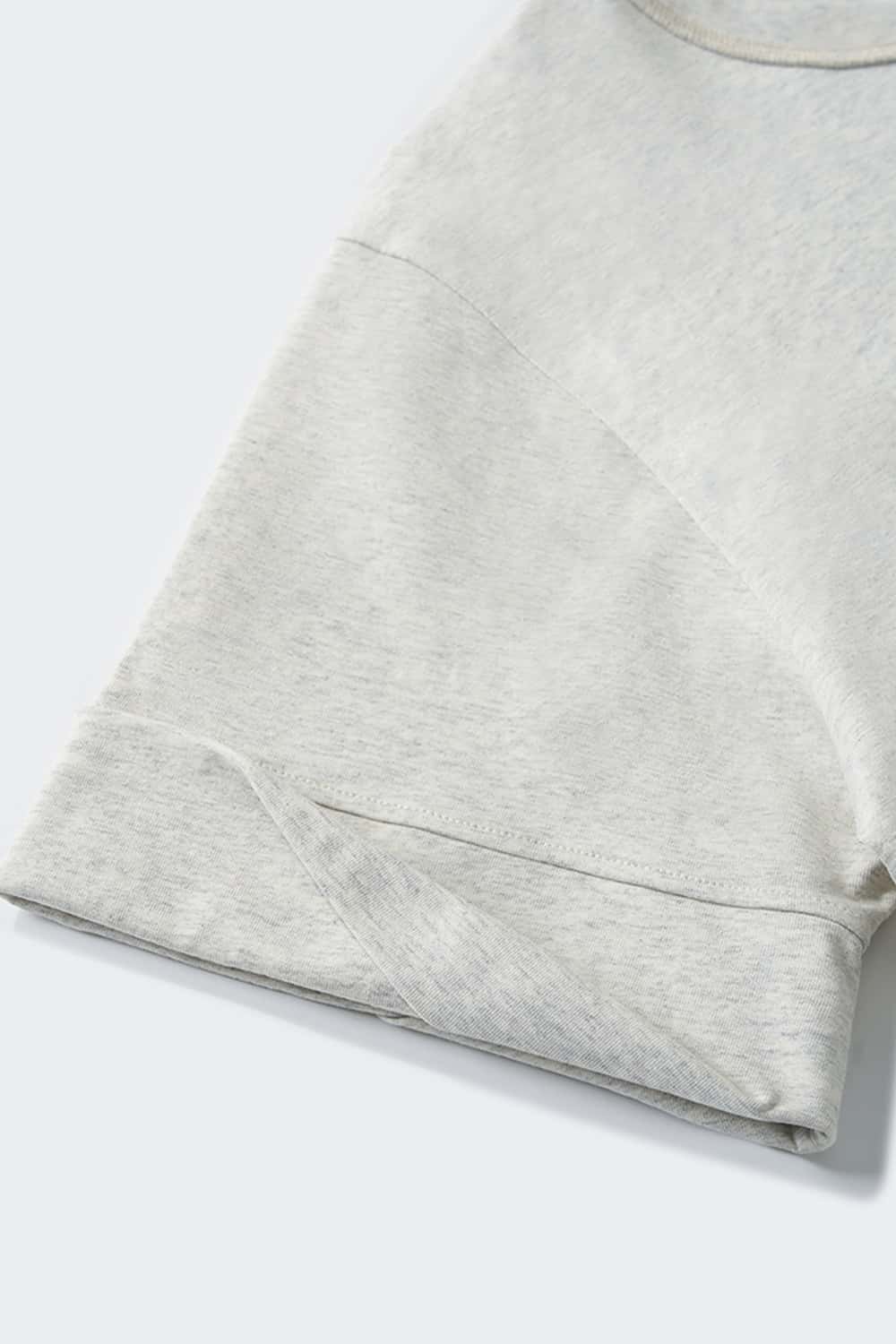 Oversized Heavyweight Rolled-Sleeve Graphic Tee - Flower Gray