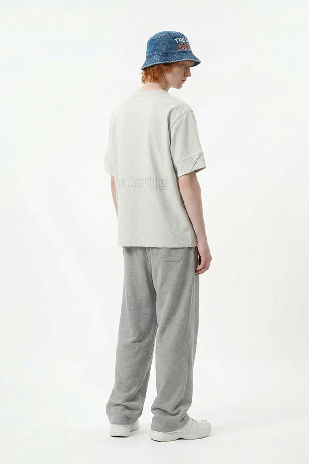 Oversized Heavyweight Rolled-Sleeve Graphic Tee - Flower Gray