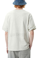 Oversized Heavyweight Rolled-Sleeve Graphic Tee - Flower Gray