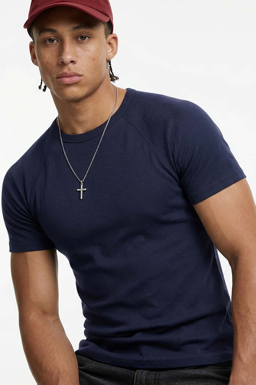 Performance Stretch Heavyweight Fitted Tee - Navy Blue