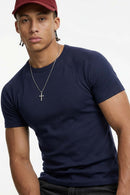 Performance Stretch Heavyweight Fitted Tee - Navy Blue