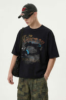 Peached Cotton Graphic Tee - Active Black