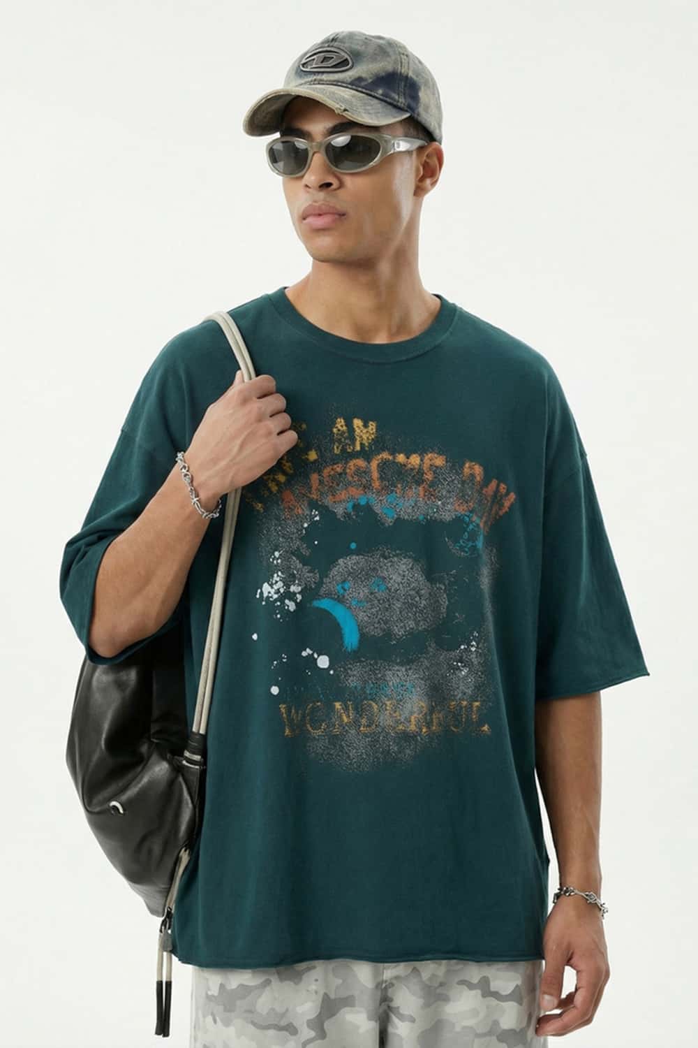 Peached Cotton Graphic Tee - Green