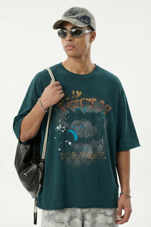 Peached Cotton Graphic Tee - Green