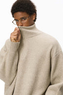 Half-Zip Mock Neck Sweater - Oat Gray