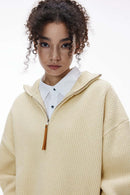 Half-Zip Mock Neck Sweater - Yellow