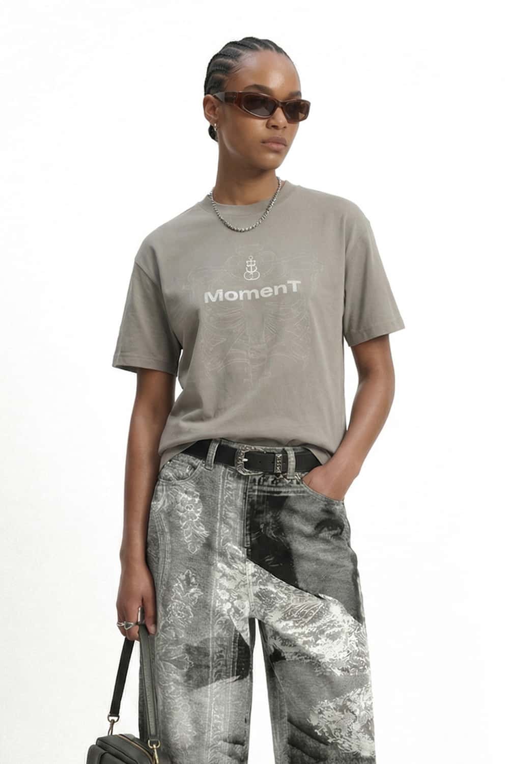 Premium Heavyweight Graphic Relaxed Tee - Light Gray