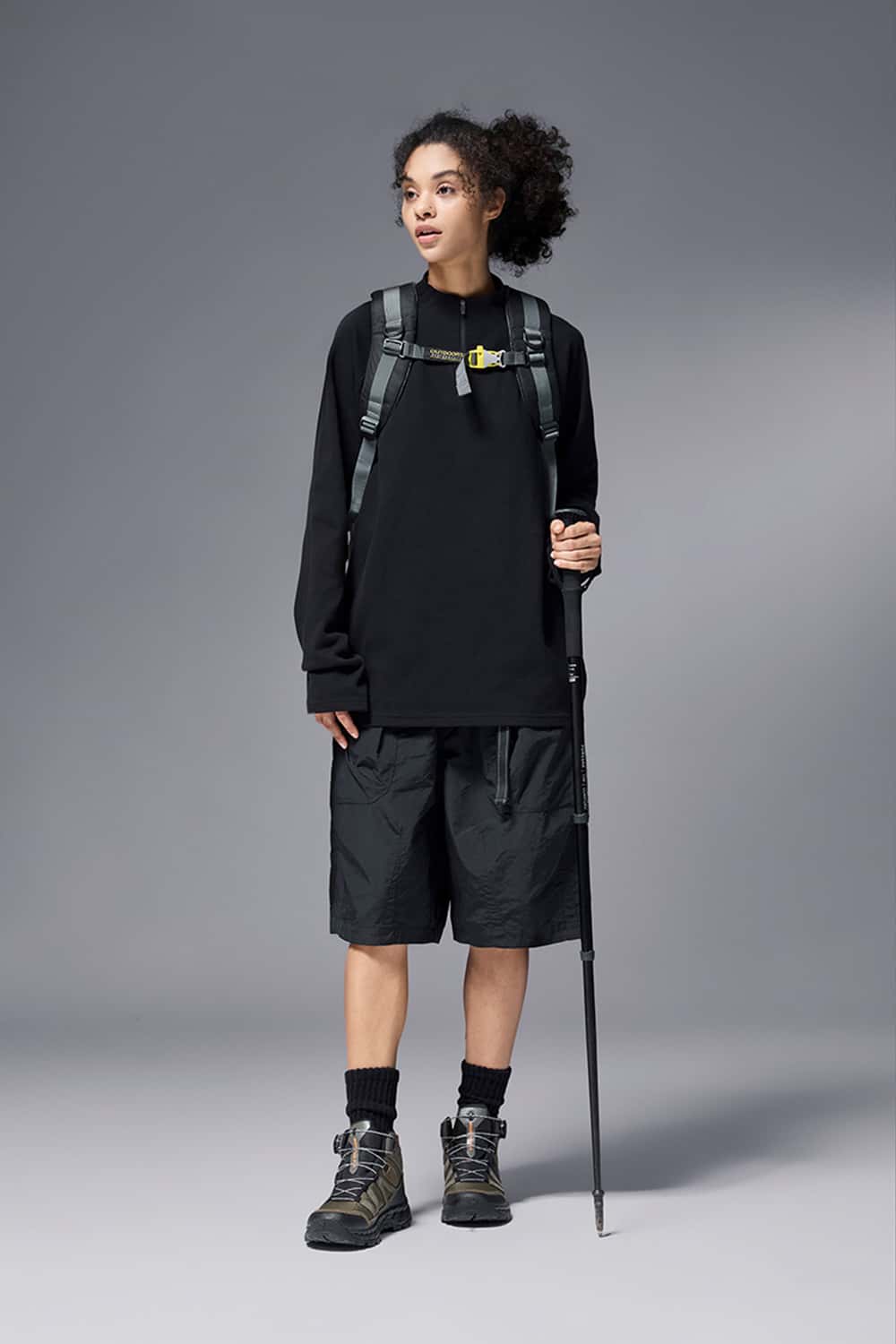 Reversible Fleece Half-Zip Outdoor Pullover - Black