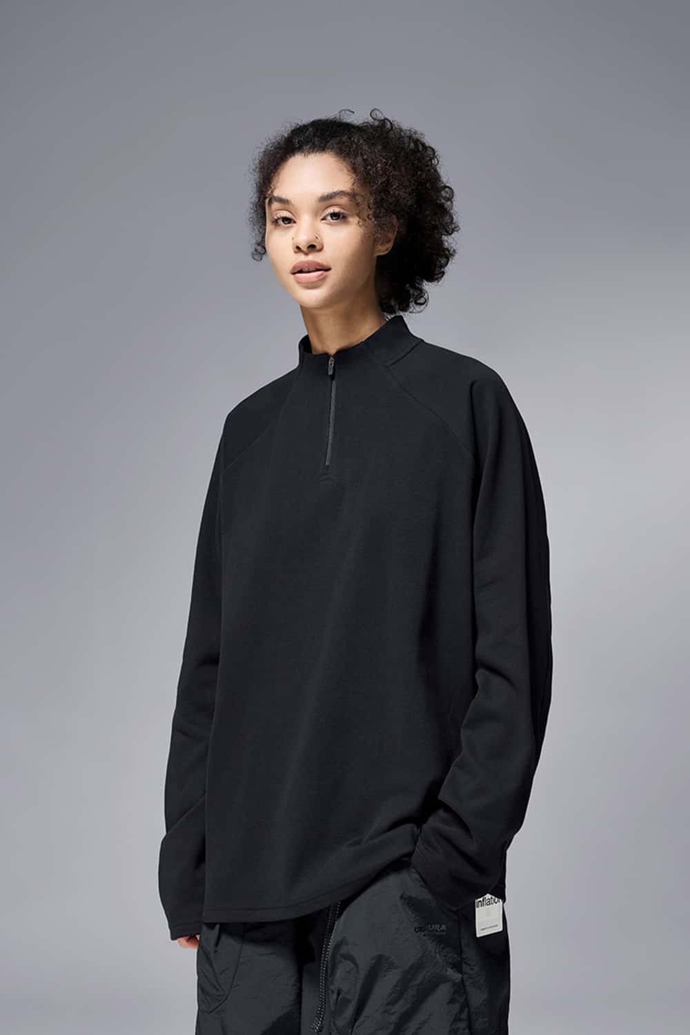Reversible Fleece Half-Zip Outdoor Pullover - Black