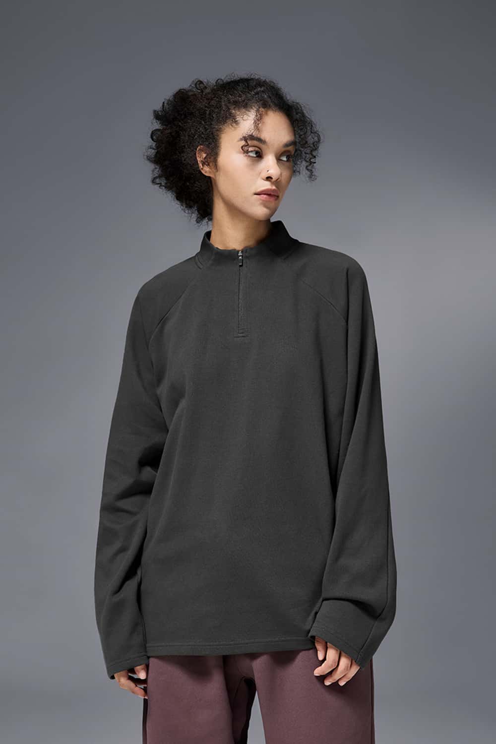 Reversible Fleece Half-Zip Outdoor Pullover - Dark Gray