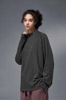 Reversible Fleece Half-Zip Outdoor Pullover - Dark Gray