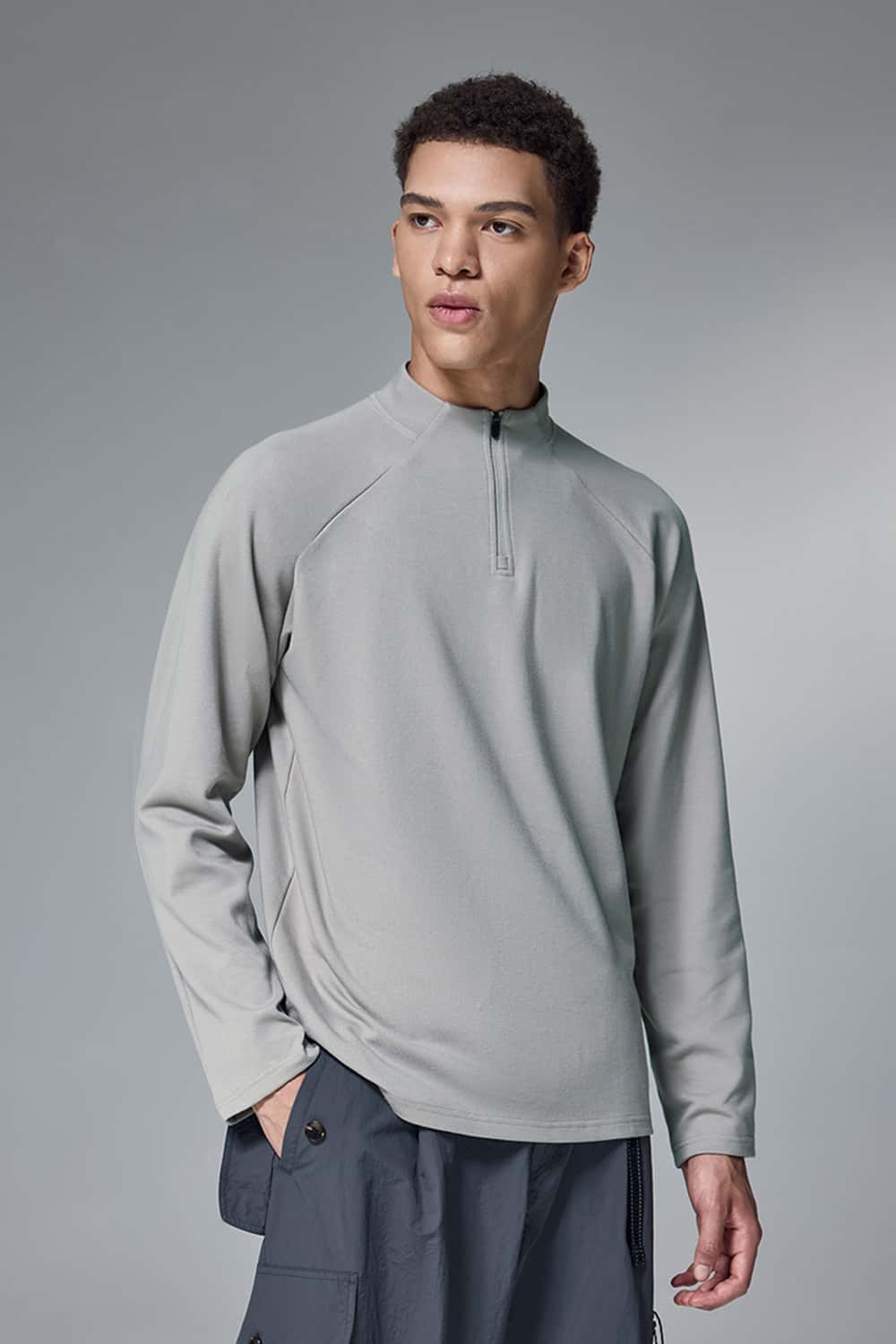 Reversible Fleece Half-Zip Outdoor Pullover - Gray