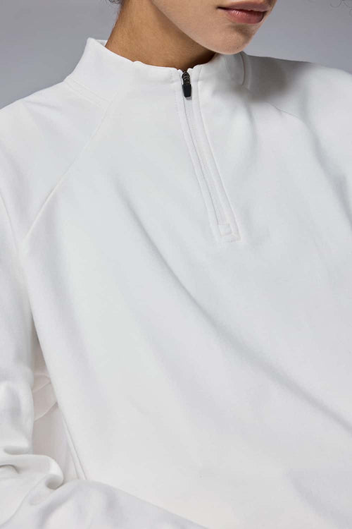 Reversible Fleece Half-Zip Outdoor Pullover - Off White