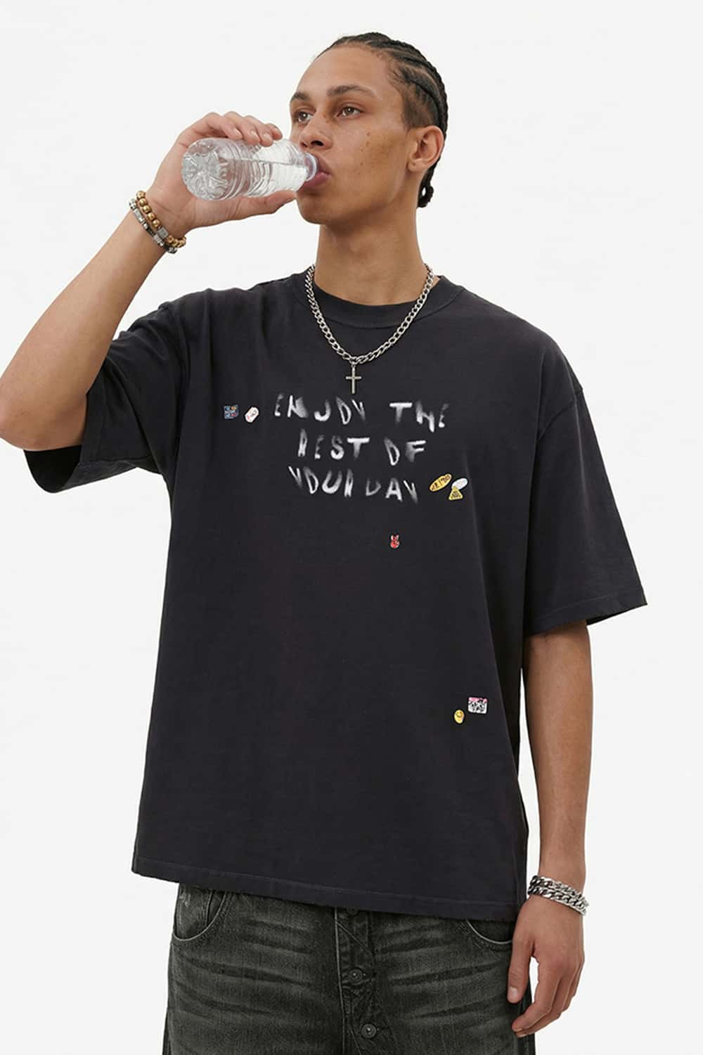 Sticker Graphic Tee - Dark Gray