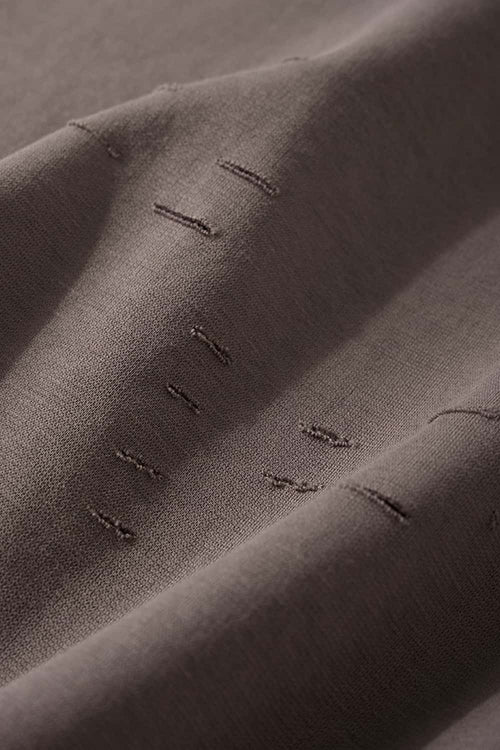Distressed Mock Neck Graphic Tee - Brown