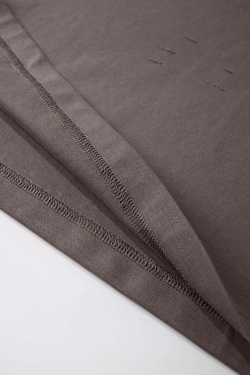 Distressed Mock Neck Graphic Tee - Brown