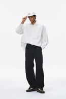 Vintage Deconstructed Pleated Curved Cargo Pants - Black
