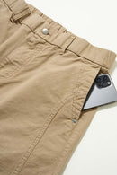 Vintage Deconstructed Pleated Curved Cargo Pants - Khaki
