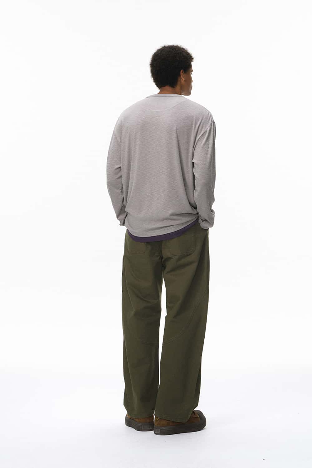 Vintage Deconstructed Pleated Curved Cargo Pants - Olive