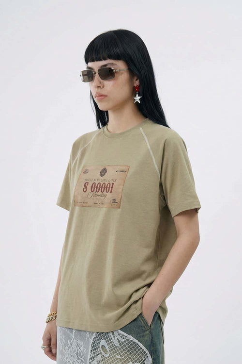 Vintage Raglan Runner Tee - Brown