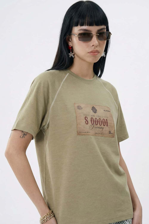 Vintage Raglan Runner Tee - Brown