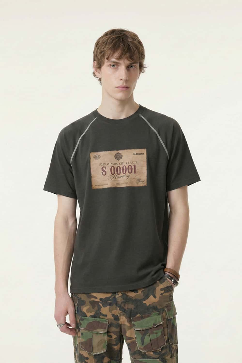 Vintage Raglan Runner Tee - Gray