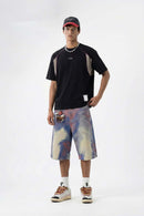 Luminous Contrast Panelled Graphic Tee - Black