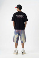 Luminous Contrast Panelled Graphic Tee - Black