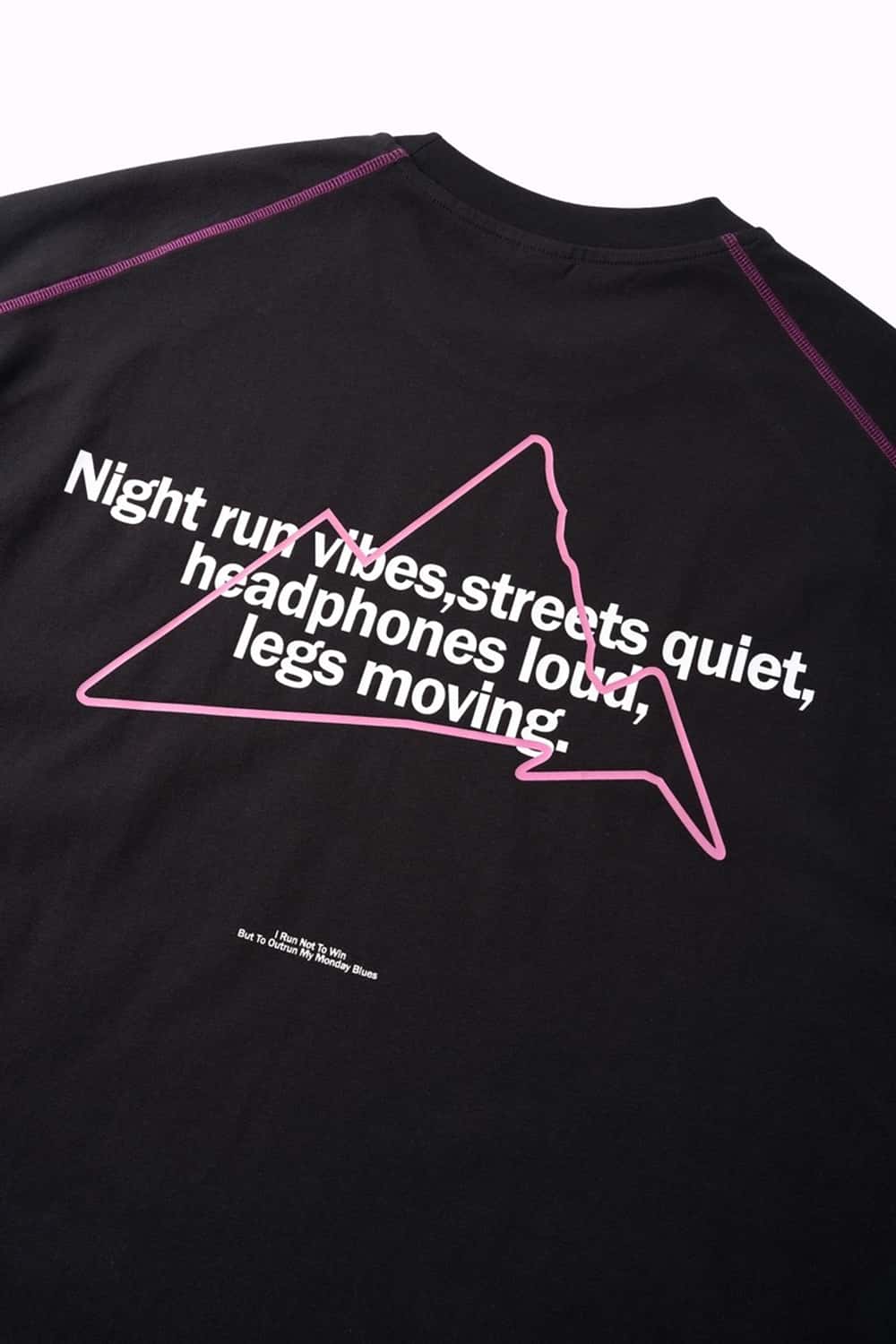 Luminous Contrast Panelled Graphic Tee - Black
