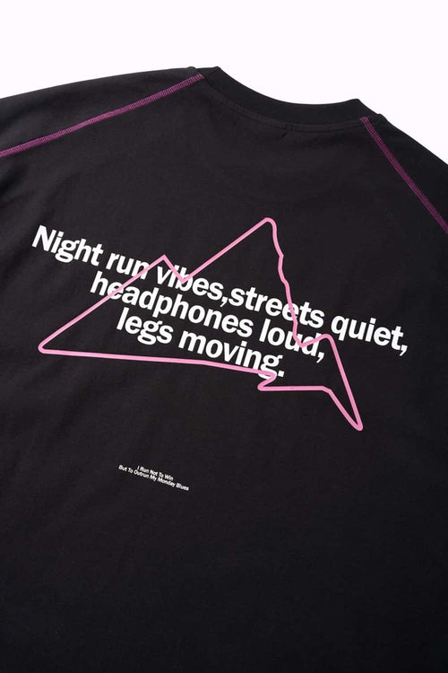 Luminous Contrast Panelled Graphic Tee - Black