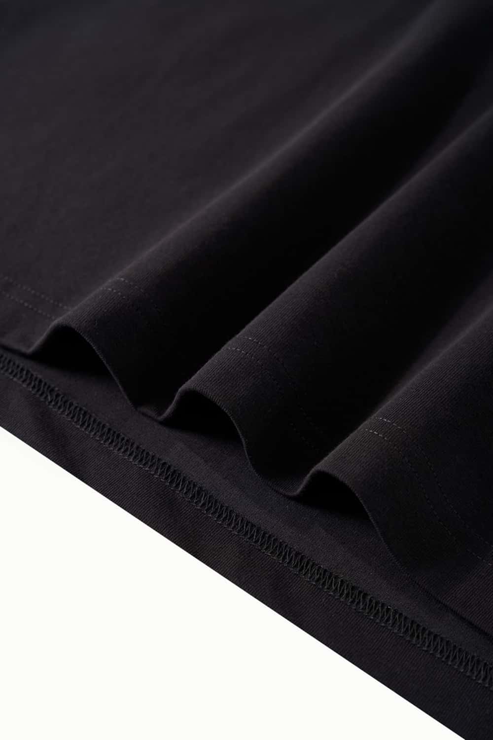 Luminous Contrast Panelled Graphic Tee - Black