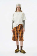 Luminous Contrast Panelled Graphic Tee - Cream White