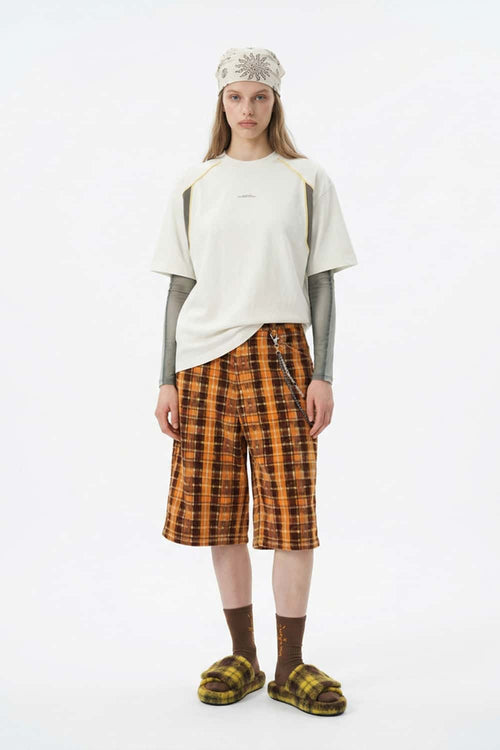 Luminous Contrast Panelled Graphic Tee - Cream White