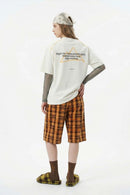 Luminous Contrast Panelled Graphic Tee - Cream White