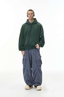 Men's Pleated Wide-Leg Cargo Pants - Blue