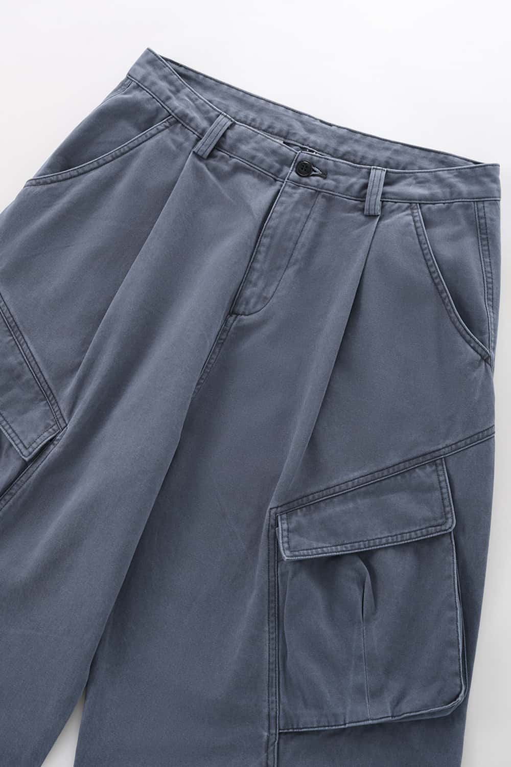 Men's Pleated Wide-Leg Cargo Pants - Blue
