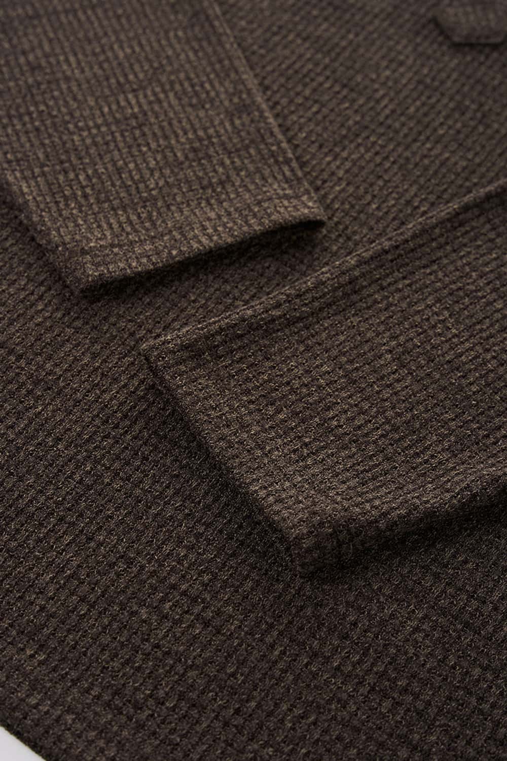 Tailored One-Piece Collar Long Sleeve Polo - Dark Brown