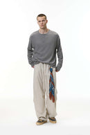 Men's Relaxed Henley Long-Sleeve Tee - Flower Gray