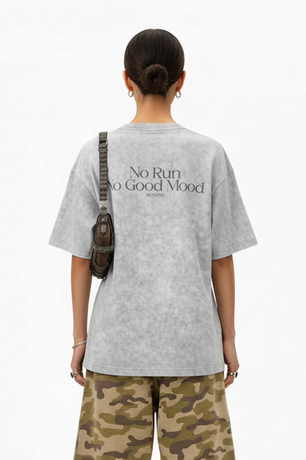 Reflective Distressed Tie-Dye Tee - Gray
