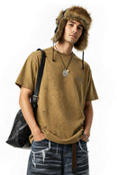 Reflective Distressed Tie-Dye Tee - Yellow