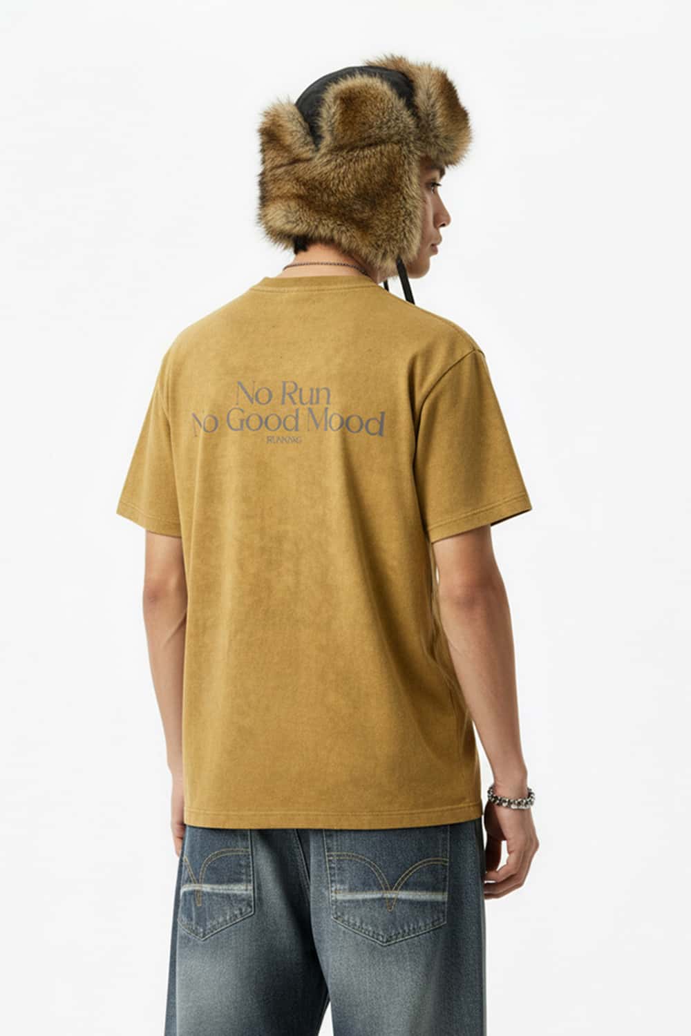 Reflective Distressed Tie-Dye Tee - Yellow