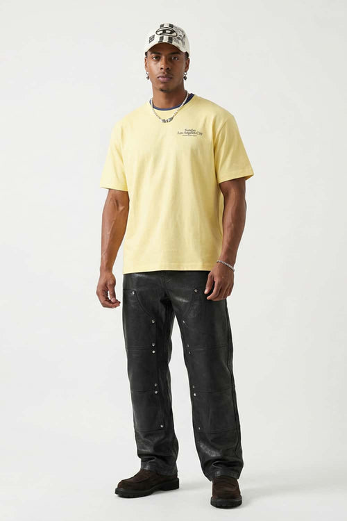 Relaxed Embroidered Graphic Tee - Lemon Yellow