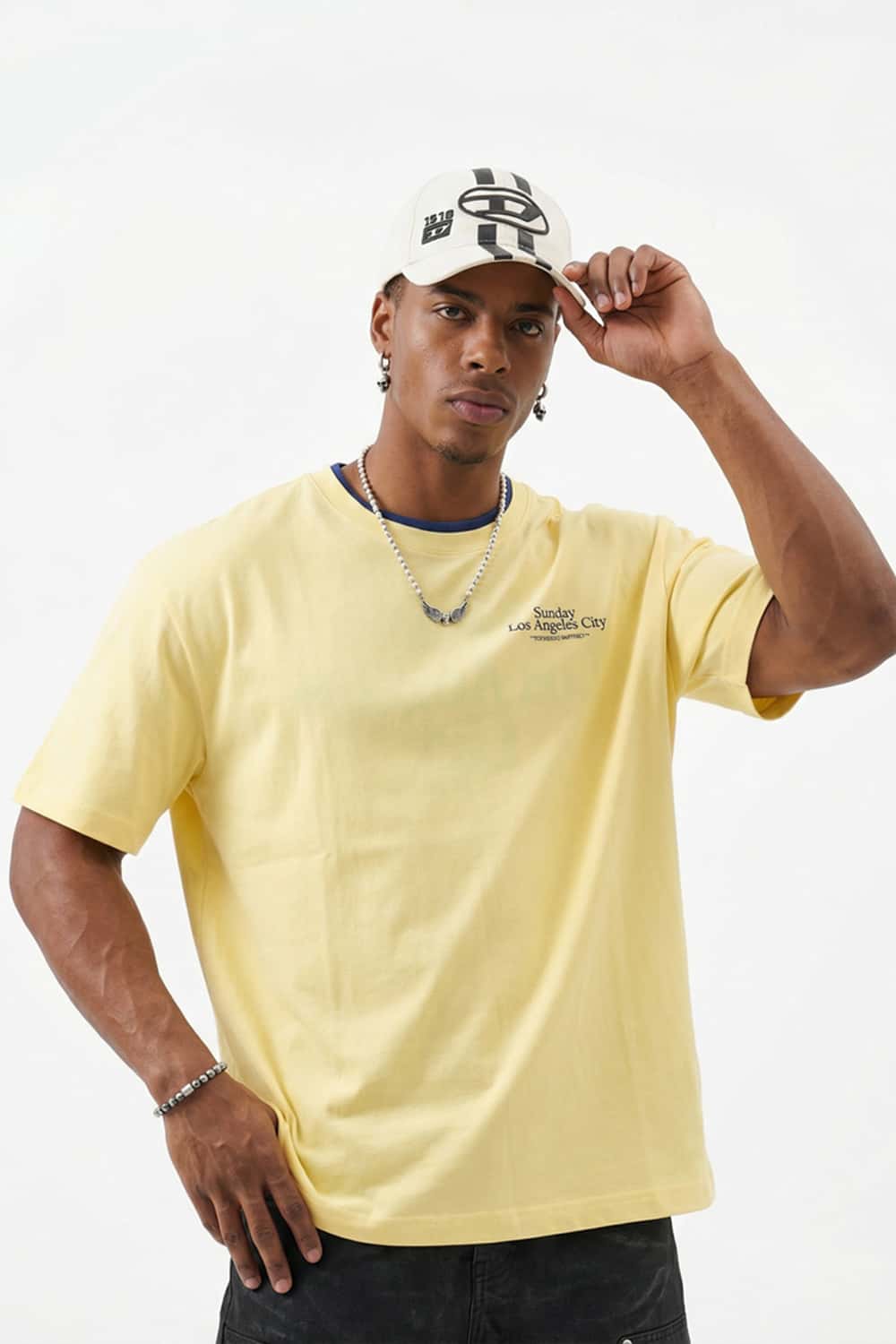 Relaxed Embroidered Graphic Tee - Lemon Yellow