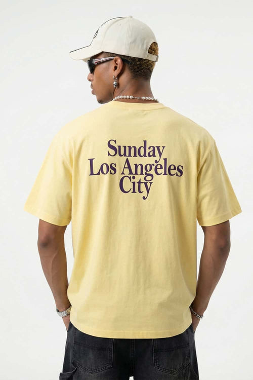 Relaxed Embroidered Graphic Tee - Lemon Yellow