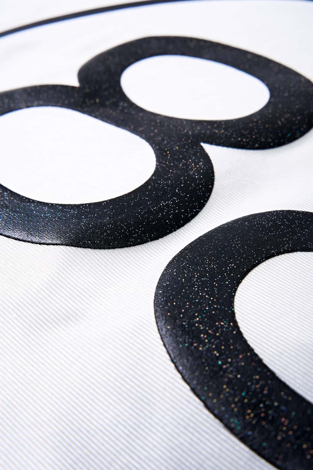 Mesh-Panel Graphic Raglan Tee in Off White - product detail close-up
