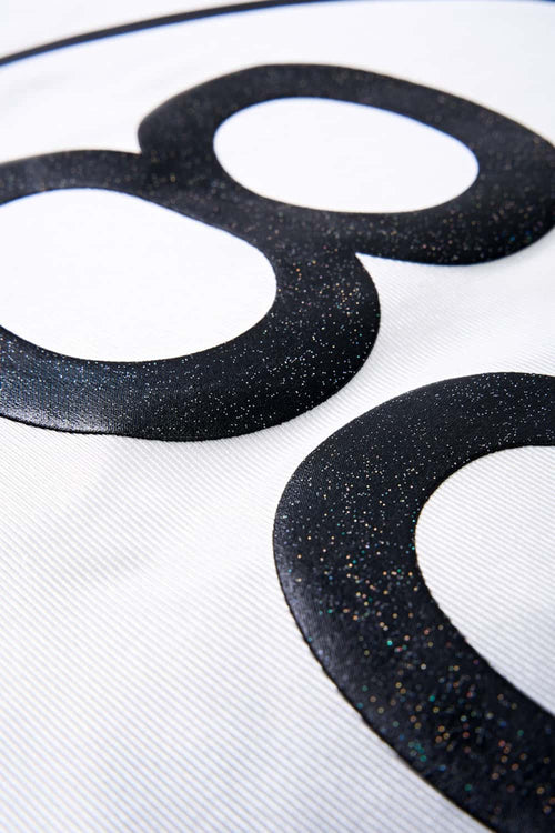 Mesh-Panel Graphic Raglan Tee in Off White - product detail close-up