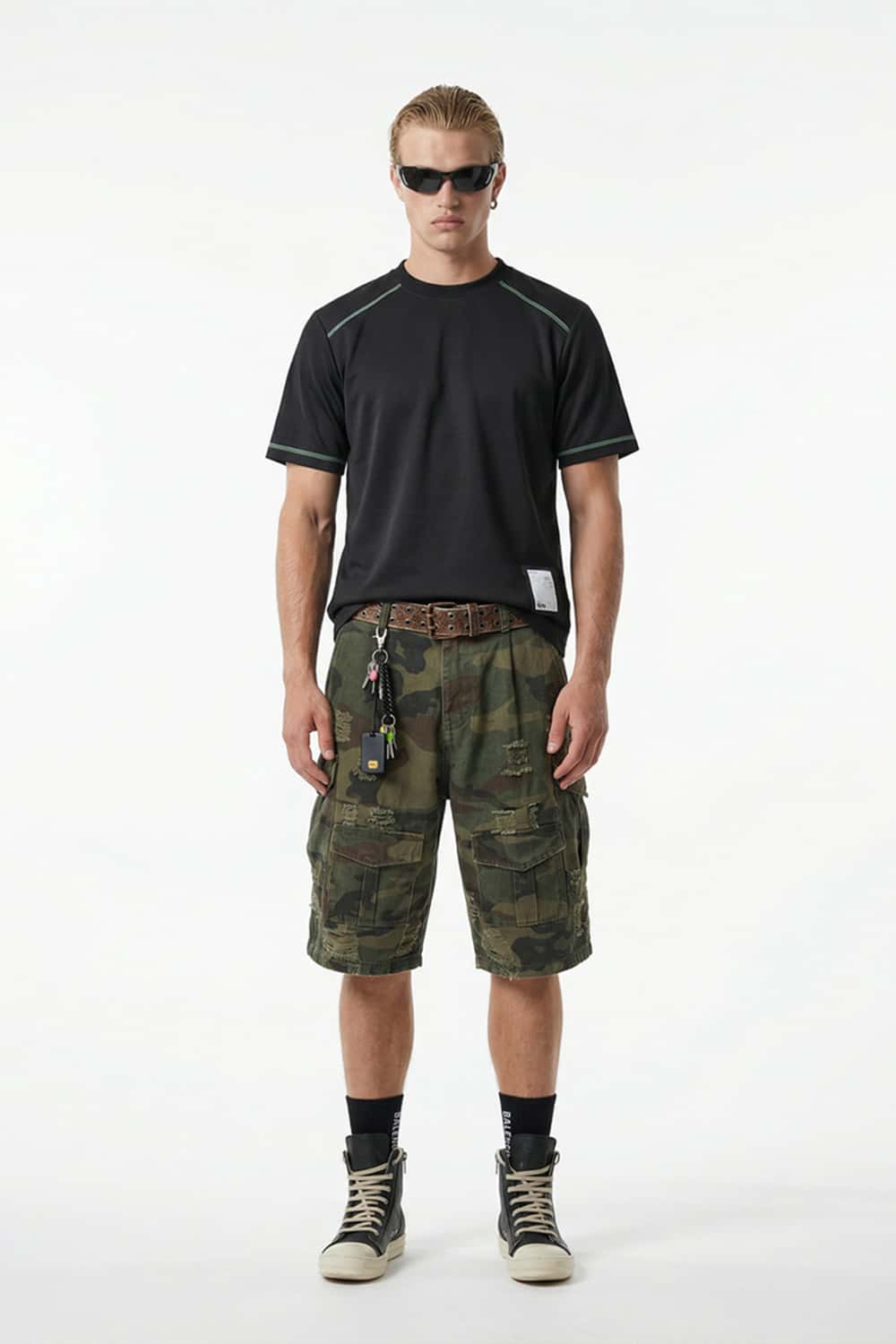 Contrast Stitch Active Performance Tee - Black