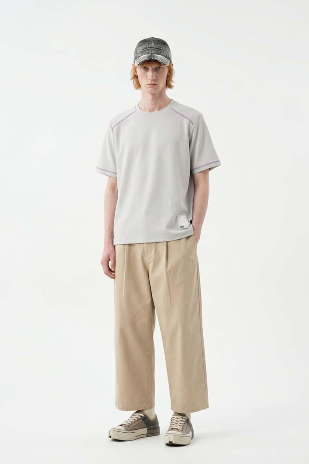 Contrast Stitch Active Performance Tee - Light Gray