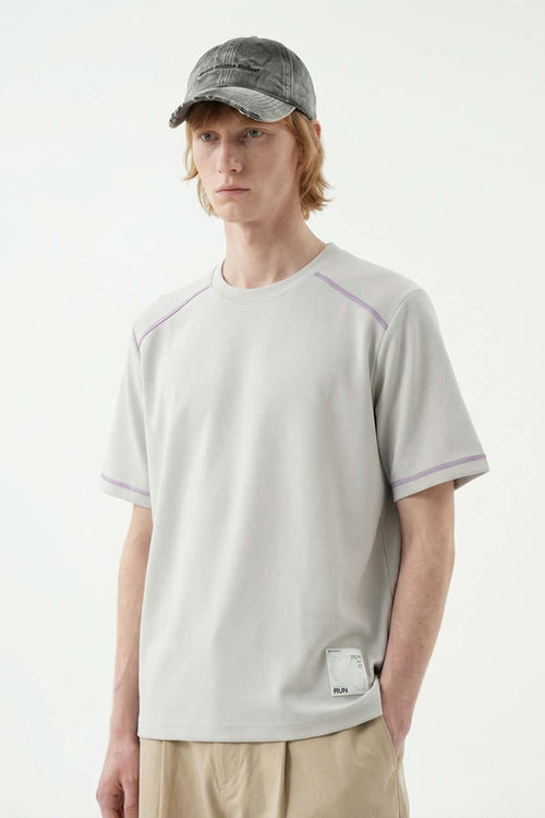 Contrast Stitch Active Performance Tee - Light Gray